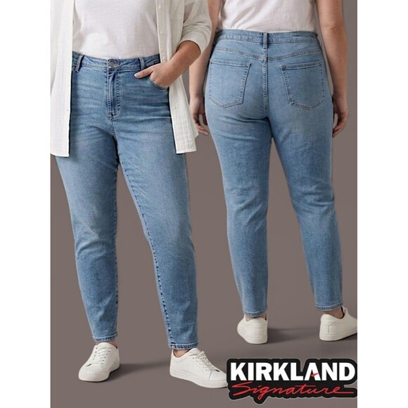 Kirkland Signature Denim - Kirkland Women's Blue High-Rise Stretch Skinny Jeans Classic Denim Size 20 (XXL)